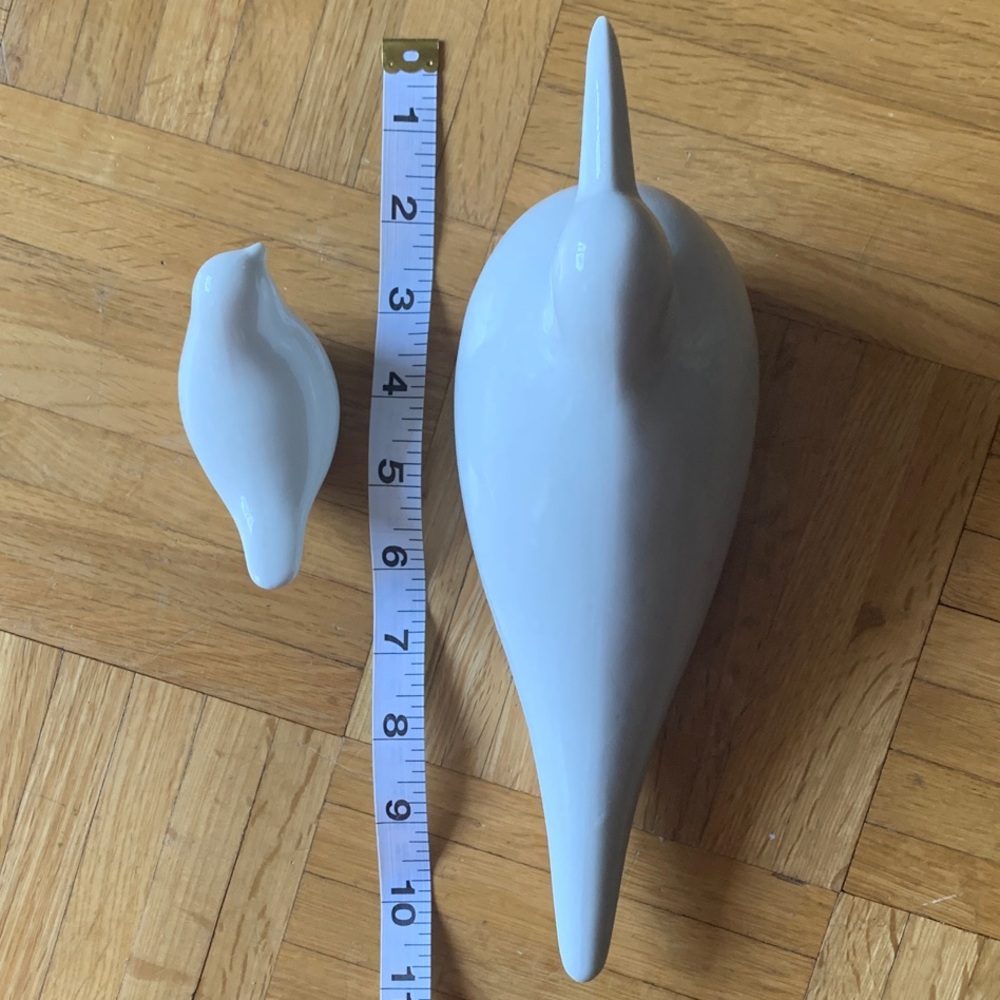 Set of (2) White Ceramic Bird Figurines - Picture 3 of 6